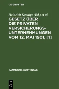 Gesetz über die privaten Versicherungsunternehmungen vom 12. Mai 1901, [1]_cover