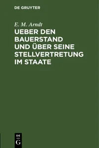 Ueber den Bauerstand und über seine Stellvertretung im Staate_cover