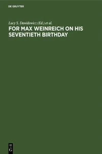 For Max Weinreich on His Seventieth Birthday_cover