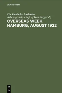 Overseas Week Hamburg, August 1922_cover