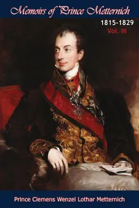 Memoirs of Prince Metternich 1815-1829 Vol. III_cover