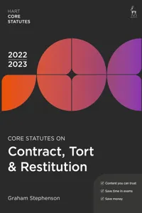 Core Statutes on Contract, Tort &amp; Restitution 2022-23_cover