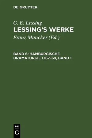 Hamburgische Dramaturgie 1767–69, Band 1