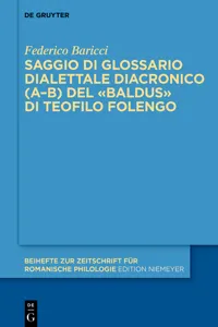 Saggio di glossario dialettale diacronico del «Baldus» di Teofilo Folengo_cover