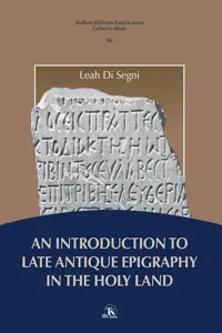 An Introduction to Late Antique Epigraphy in the Holy Land_cover