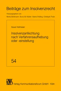 Insolvenzanfechtung nach Verfahrensaufhebung oder -einstellung_cover