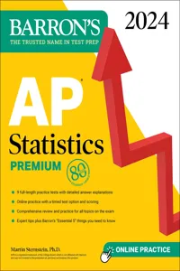 AP Statistics Premium, 2024: 9 Practice Tests + Comprehensive Review + Online Practice_cover