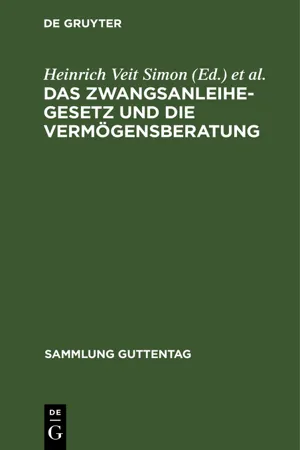 Das Zwangsanleihegesetz und die Vermögensberatung