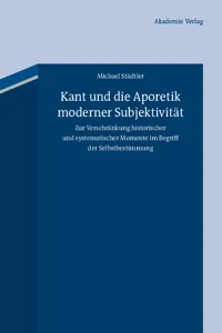 Kant und die Aporetik moderner Subjektivität_cover