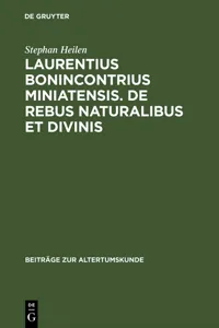 Laurentius Bonincontrius Miniatensis. De rebus naturalibus et divinis_cover