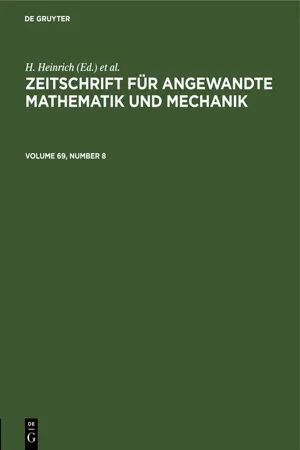 Zeitschrift für Angewandte Mathematik und Mechanik. Volume 69, Number 8