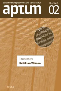 Aptum, Zeitschrift für Sprachkritik und Sprachkultur 18. Jahrgang. 2022, Heft 2_cover