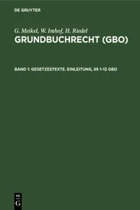 Gesetzestexte. Einleitung, §§ 1–12 GBO_cover