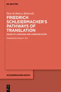 Friedrich Schleiermacher's Pathways of Translation_cover