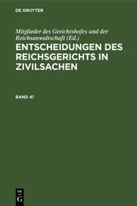 Entscheidungen des Reichsgerichts in Zivilsachen. Band 41_cover