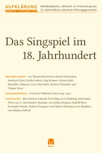 Aufklärung 34: Das Singspiel im 18. Jahrhundert_cover