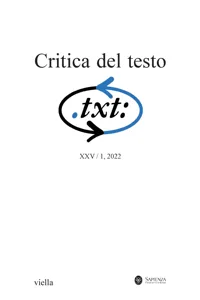 Critica del testo Vol. 25/1_cover