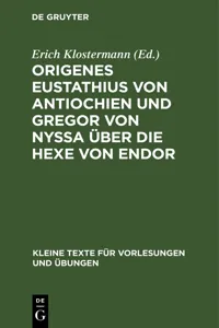 Origenes Eustathius von Antiochien und Gregor von Nyssa über die Hexe von Endor_cover