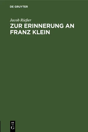 Zur Erinnerung an Franz Klein