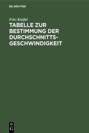 Tabelle zur Bestimmung der Durchschnittsgeschwindigkeit