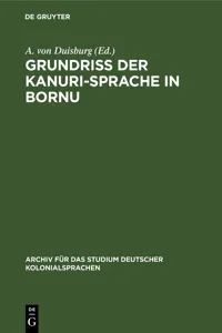 Grundriss der Kanuri-Sprache in Bornu_cover