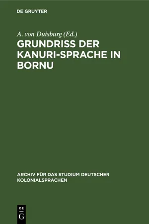 Grundriss der Kanuri-Sprache in Bornu