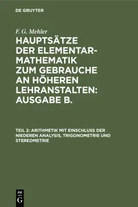 Arithmetik mit Einschluß der niederen Analysis, Trigonometrie und Stereometrie_cover