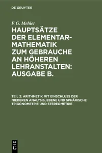 Arithmetik mit Einschluss der niederen Analysis, ebene und sphärische Trigonometrie und Stereometrie_cover