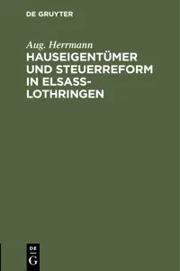 Hauseigentümer und Steuerreform in Elsaß-Lothringen_cover