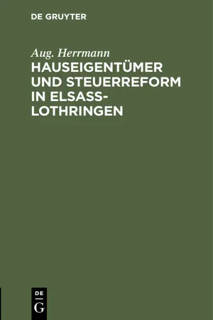Hauseigentümer und Steuerreform in Elsaß-Lothringen