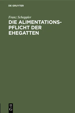 Die Alimentationspflicht der Ehegatten