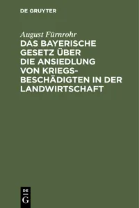 Das bayerische Gesetz über die Ansiedlung von Kriegsbeschädigten in der Landwirtschaft_cover