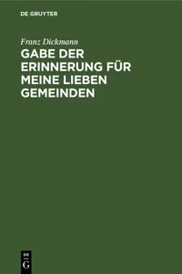 Gabe der Erinnerung für meine lieben Gemeinden_cover