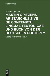 Martin Opitzens Aristarchus sive de contemptu linguae Teutonicae und Buch von der Deutschen Poeterey_cover