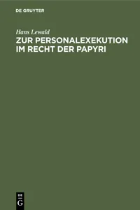 Zur Personalexekution im Recht der Papyri_cover