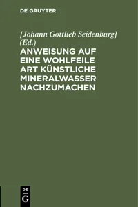 Anweisung auf eine wohlfeile Art künstliche Mineralwasser nachzumachen_cover