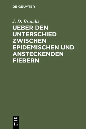 Ueber den Unterschied zwischen epidemischen und ansteckenden Fiebern