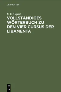 Vollständiges Wörterbuch zu den vier Cursus der Libamenta_cover