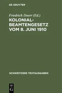 Kolonialbeamtengesetz vom 8. Juni 1910_cover