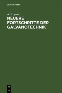 Neuere Fortschritte der Galvanotechnik_cover