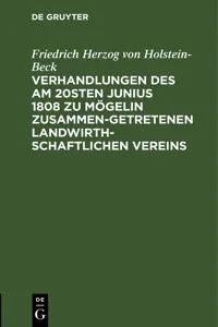 Verhandlungen des am 20sten Junius 1808 zu Mögelin zusammengetretenen landwirthschaftlichen Vereins_cover