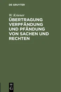 Übertragung Verpfändung und Pfändung von Sachen und Rechten_cover