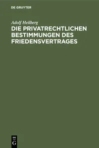 Die privatrechtlichen Bestimmungen des Friedensvertrages_cover