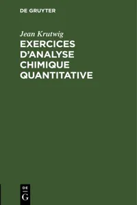 Exercices d'analyse chimique quantitative_cover