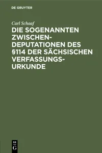 Die sogenannten Zwischendeputationen des §114 der sächsischen Verfassungsurkunde_cover