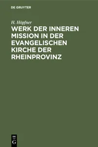 Werk der inneren Mission in der evangelischen Kirche der Rheinprovinz_cover