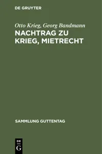 Nachtrag zu Krieg, Mietrecht_cover