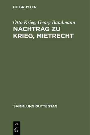 Nachtrag zu Krieg, Mietrecht