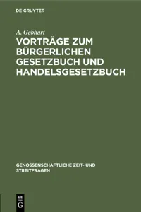 Vorträge zum bürgerlichen Gesetzbuch und Handelsgesetzbuch_cover