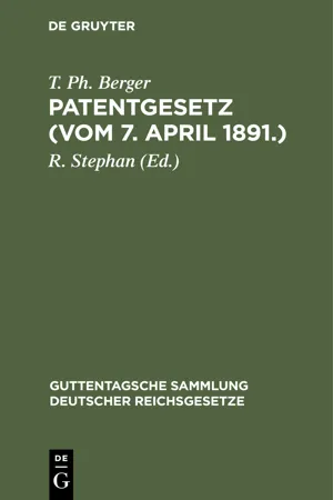 Patentgesetz (Vom 7. April 1891.)